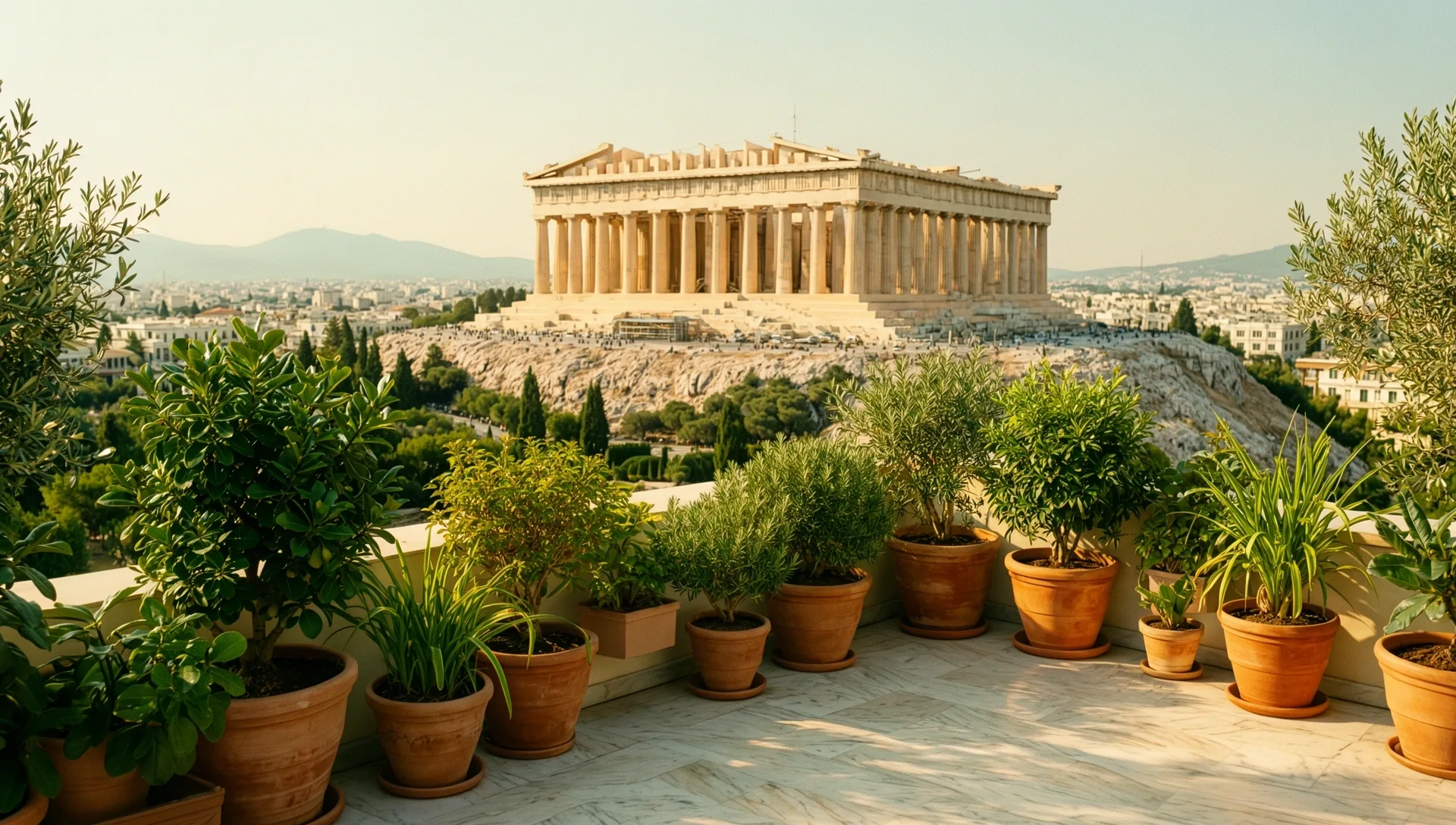 Athens city view in soft sunlight