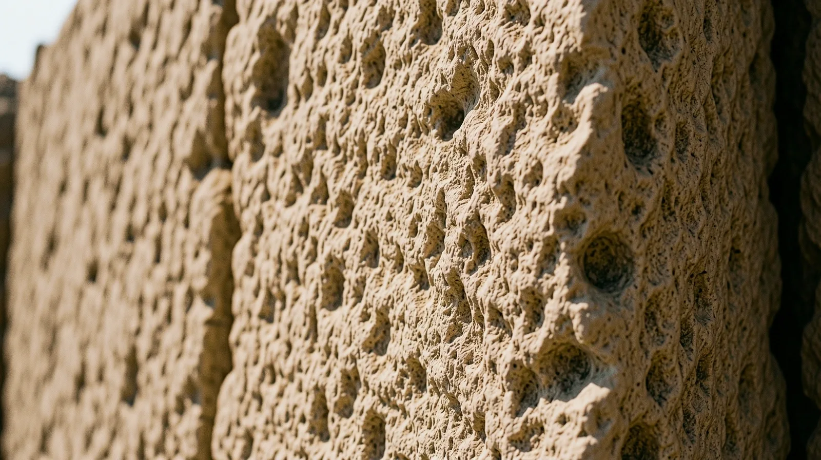 Sunlight on weathered stone
